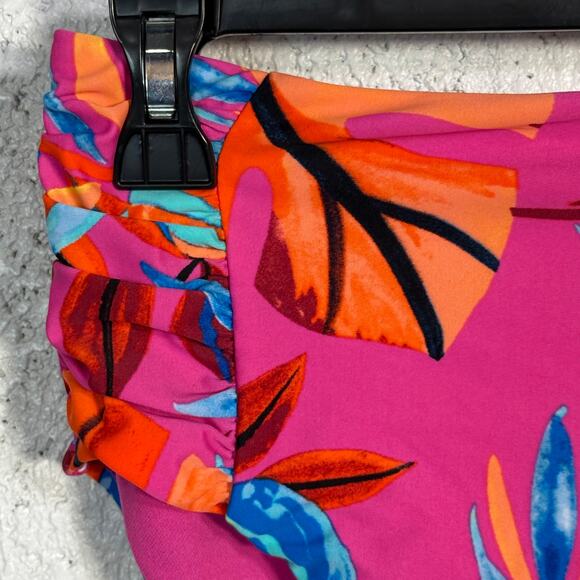 Bar III Womens High-Waist tropical  Printed Swim Bottom pink small MSRP $48 - Picture 2 of 7